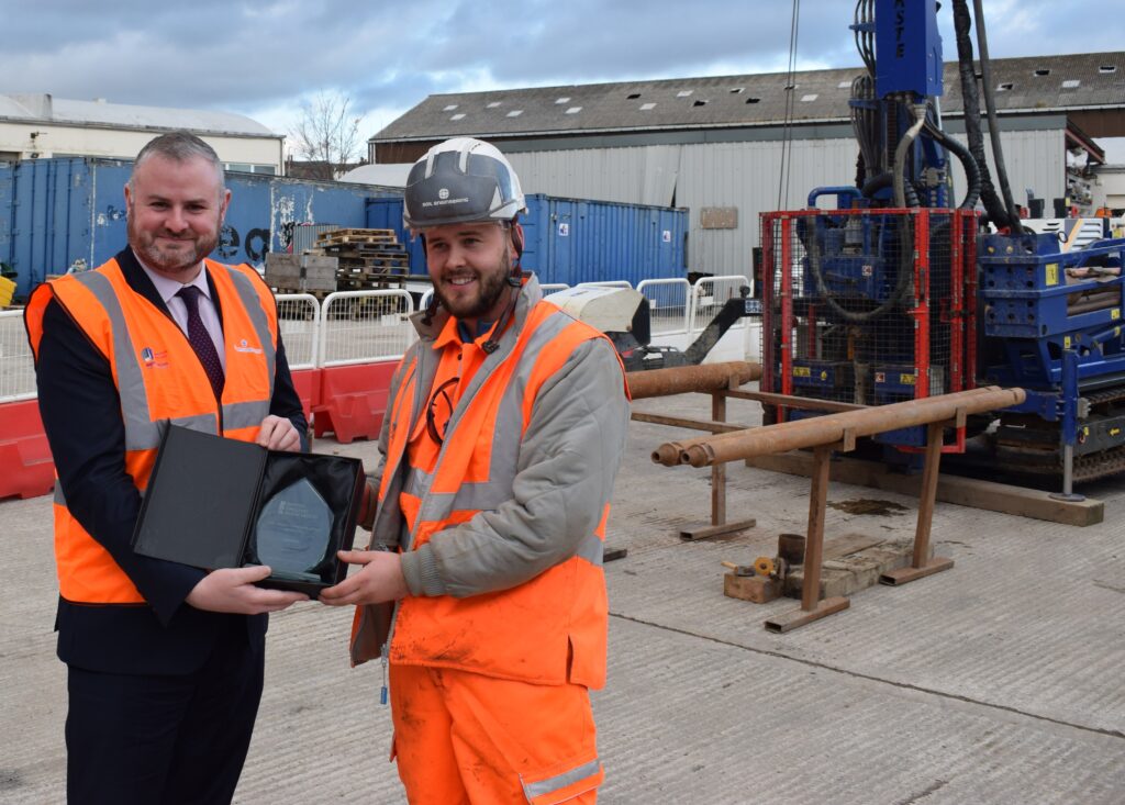 Department fro Transport mnister Andrews Stephenson MP presenting award