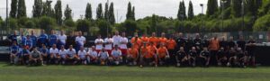 BDA Football 2022 - The teams line up ahead of the first kickoff